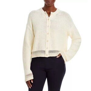 Theory Relaxed Cardigan in Cotton Chainette Ivory L‎